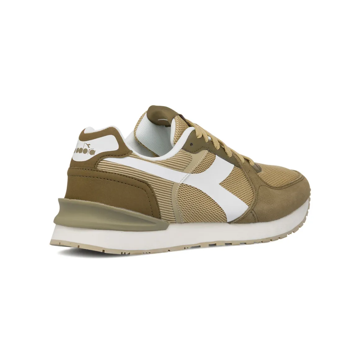 Sneakers da Uomo verdi e marroni in tessuto con logo Diadora