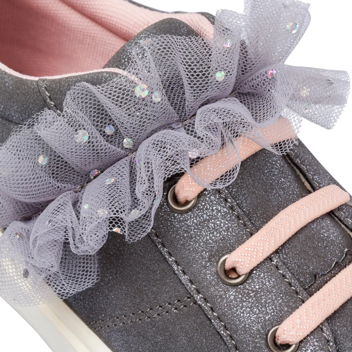 Sneakers grigie con fiocco tulle da Ragazza Dieci Baci