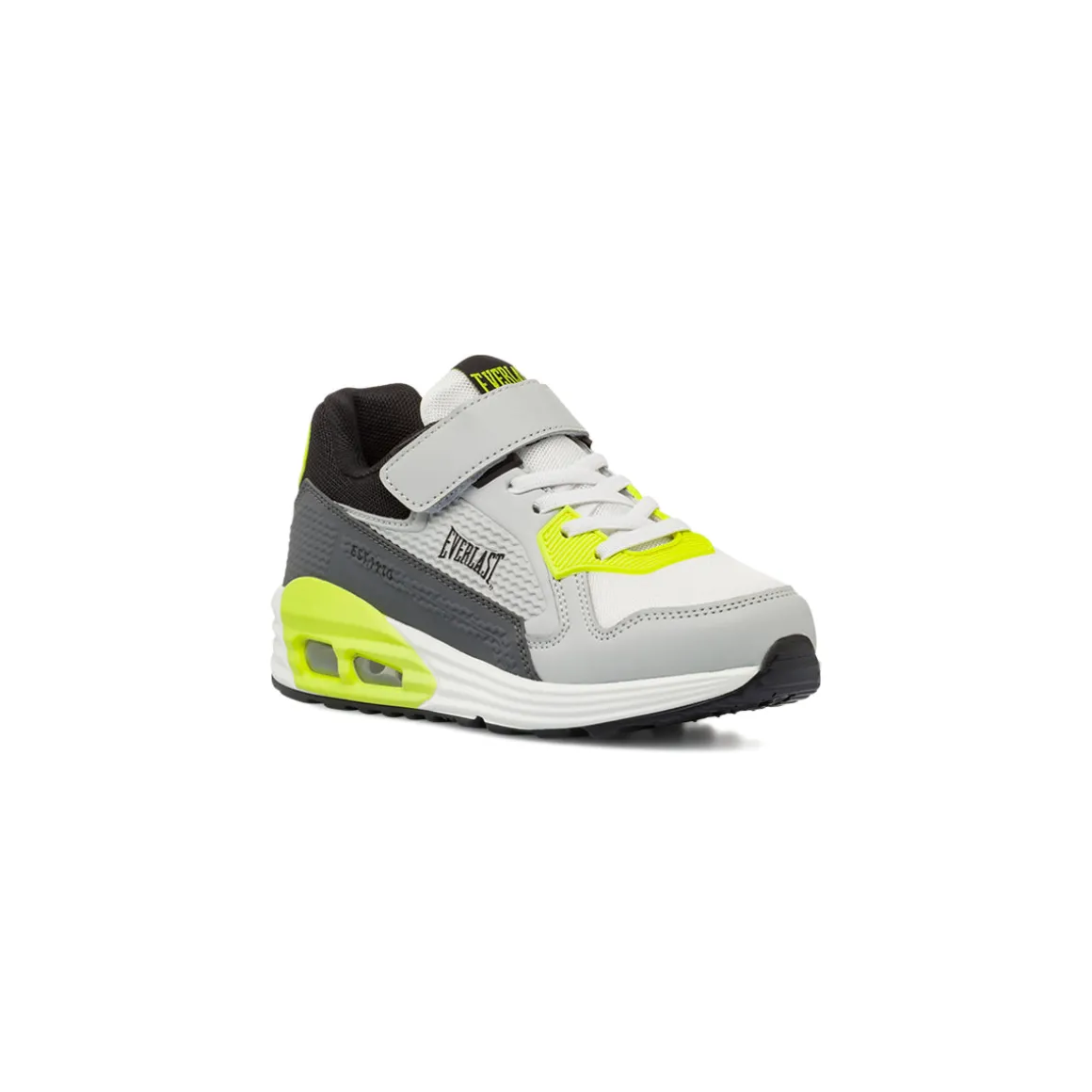 Sneakers grigie da bambino con strappo e dettagli fluo Everlast