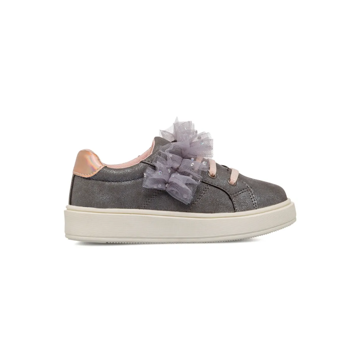 Sneakers Grigie da Bambina con fiocco in tulle Dieci Baci