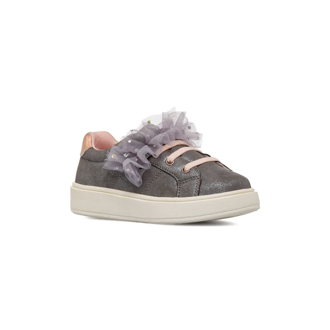 Sneakers Grigie da Bambina con fiocco in tulle Dieci Baci