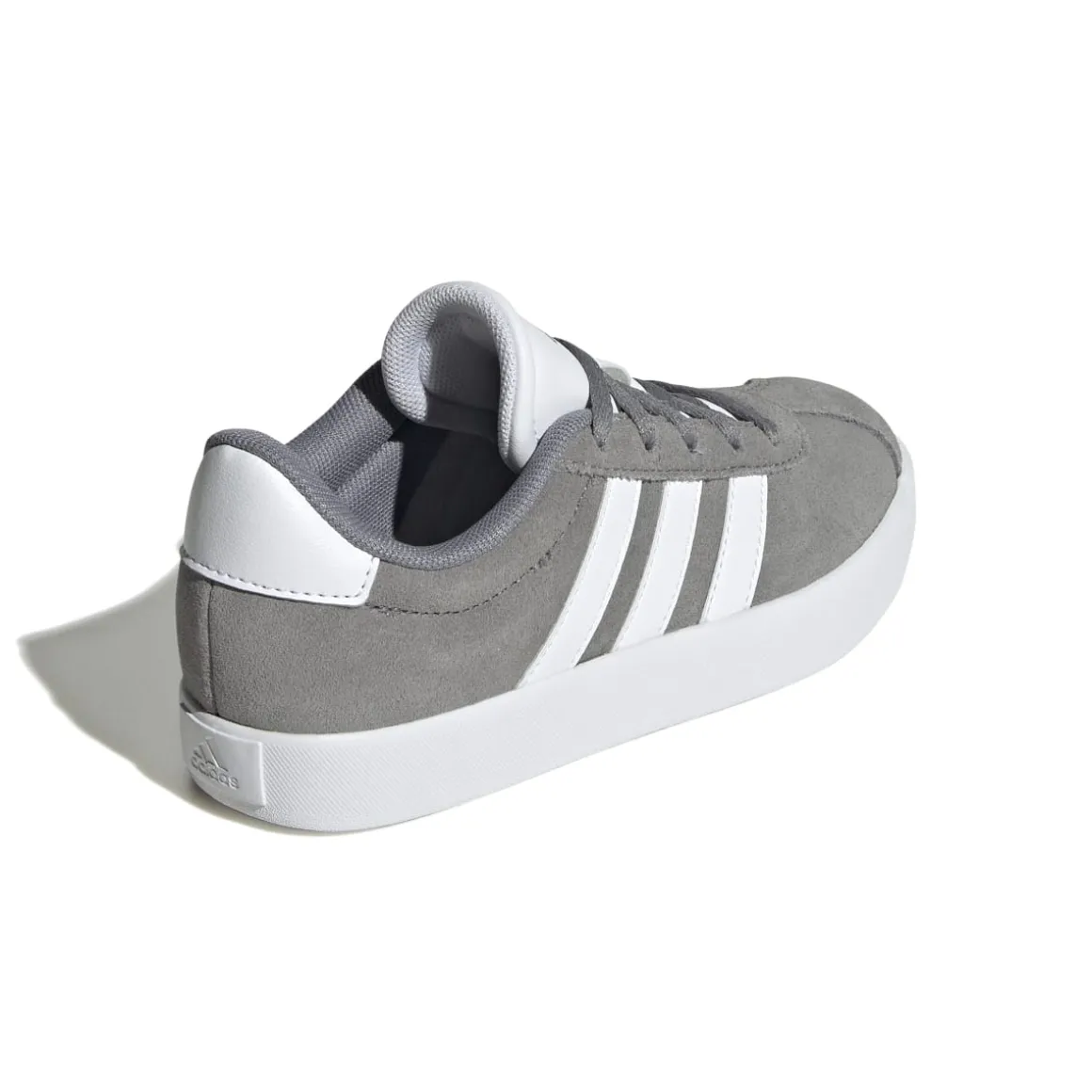 Sneakers grigie da ragazzo con strisce bianche adidas VL Court 3.0 K