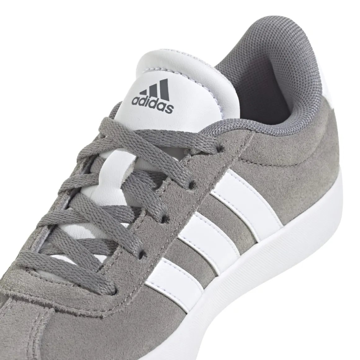Sneakers grigie da ragazzo con strisce bianche adidas VL Court 3.0 K