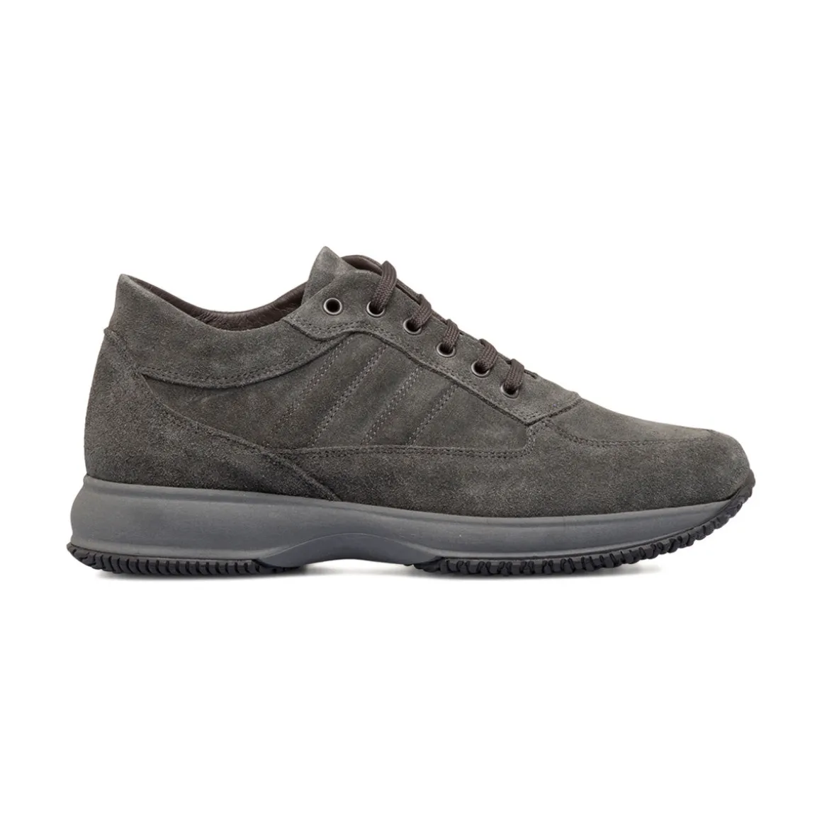 Sneakers grigie in pelle scamosciata da uomo Primopiano