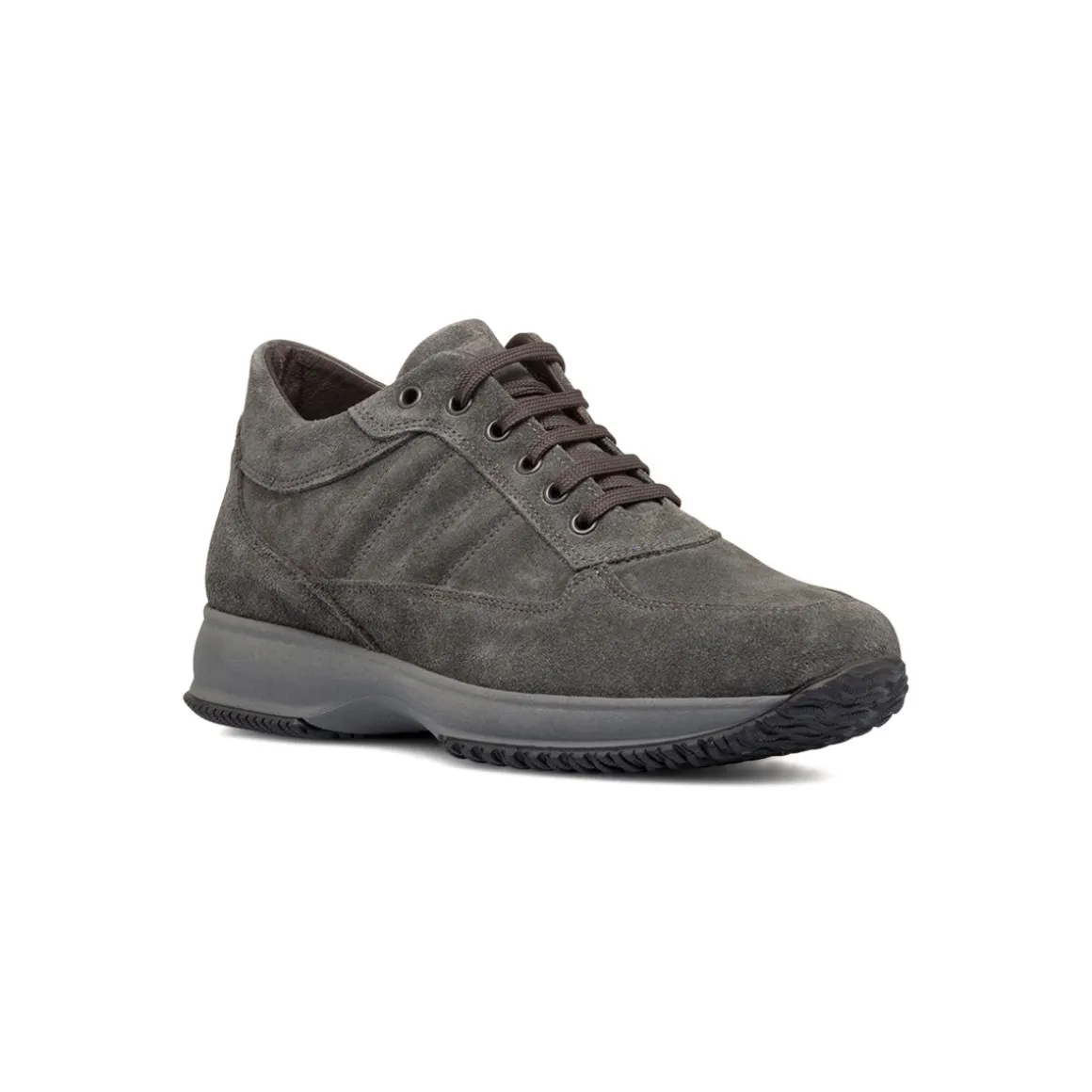 Sneakers grigie in pelle scamosciata da uomo Primopiano