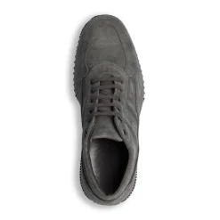 Sneakers grigie in pelle scamosciata da uomo Primopiano