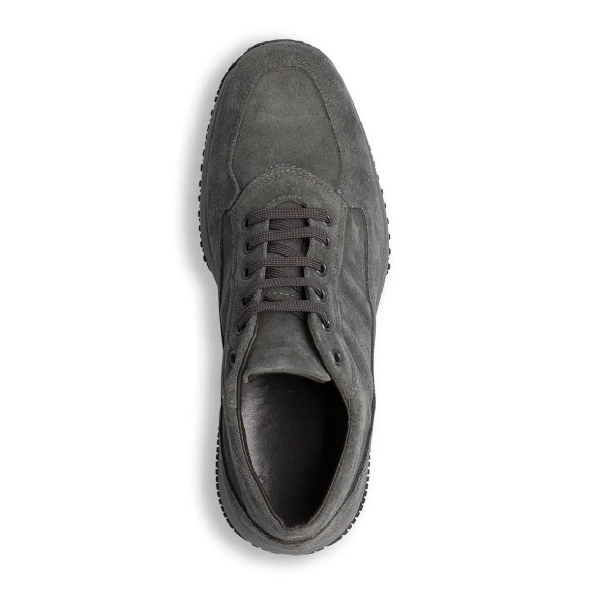 Sneakers grigie in pelle scamosciata da uomo Primopiano