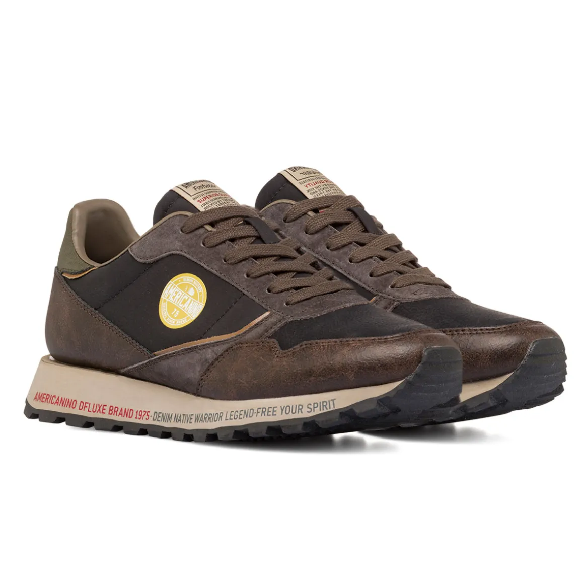 Sneakers marrone da Uomo effetto vintage Americanino