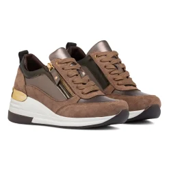 Sneakers marroni da Donna con zip e zeppa Lora Ferres