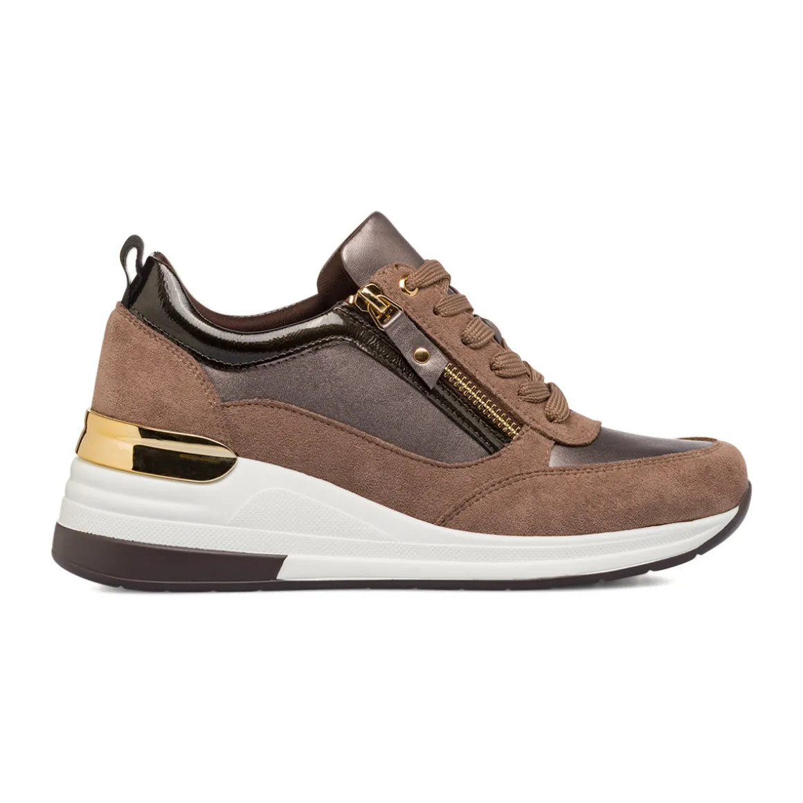 Sneakers marroni da Donna con zip e zeppa Lora Ferres