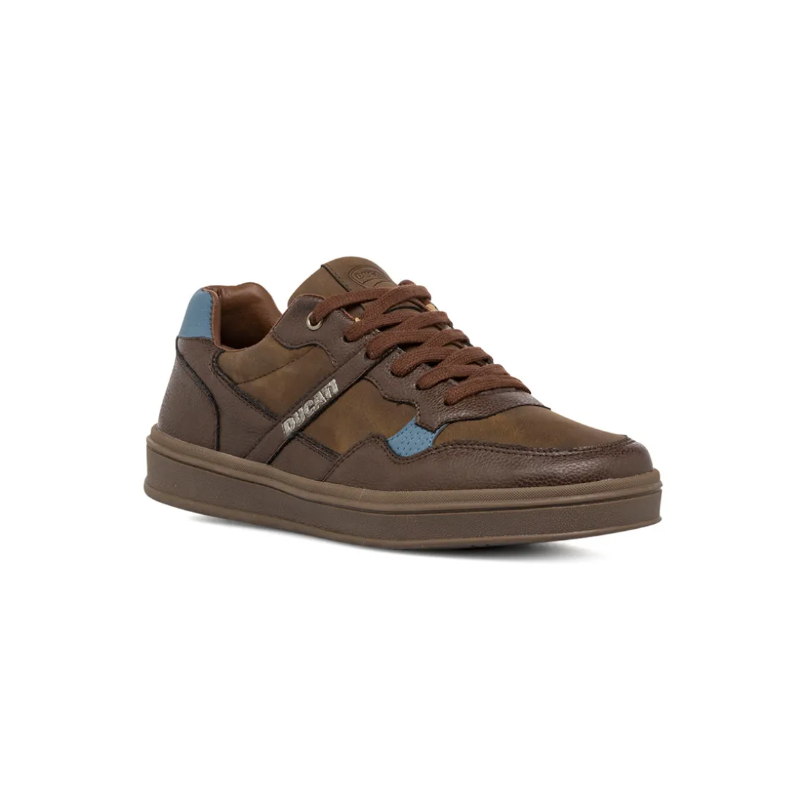 Sneakers marroni da Uomo con inserti Azzurri Ducati