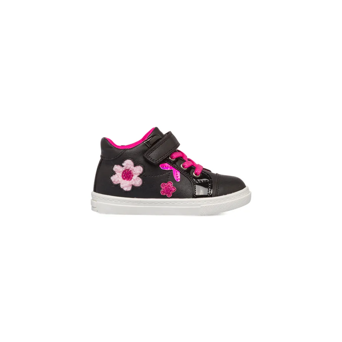 Sneakers nere da bambina primi passi con dettagli fiori rosa e glitter Le Scarpe di Alice