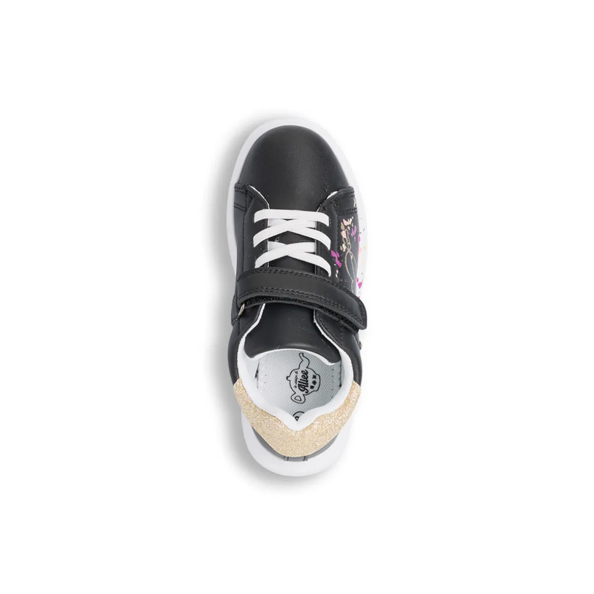 Sneakers nere da bambina con dettagli glitter e stampa Le scarpe di Alice