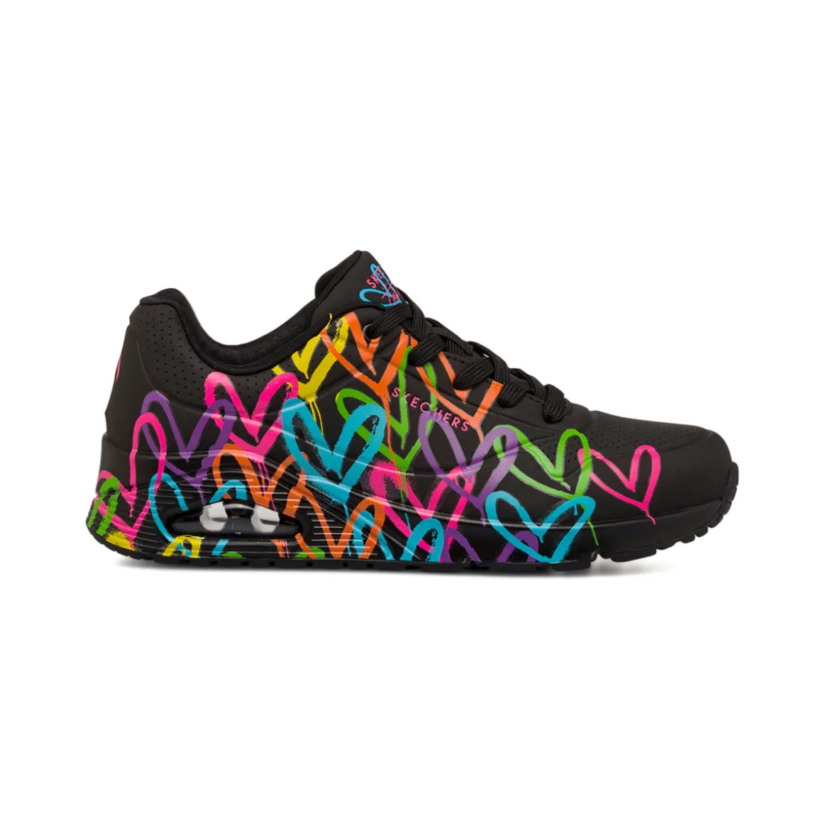 Sneakers nere da Donna con stampa cuori multicolore in memory foam Skechers Uno