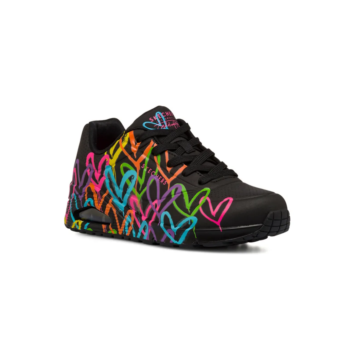 Sneakers nere da Donna con stampa cuori multicolore in memory foam Skechers Uno