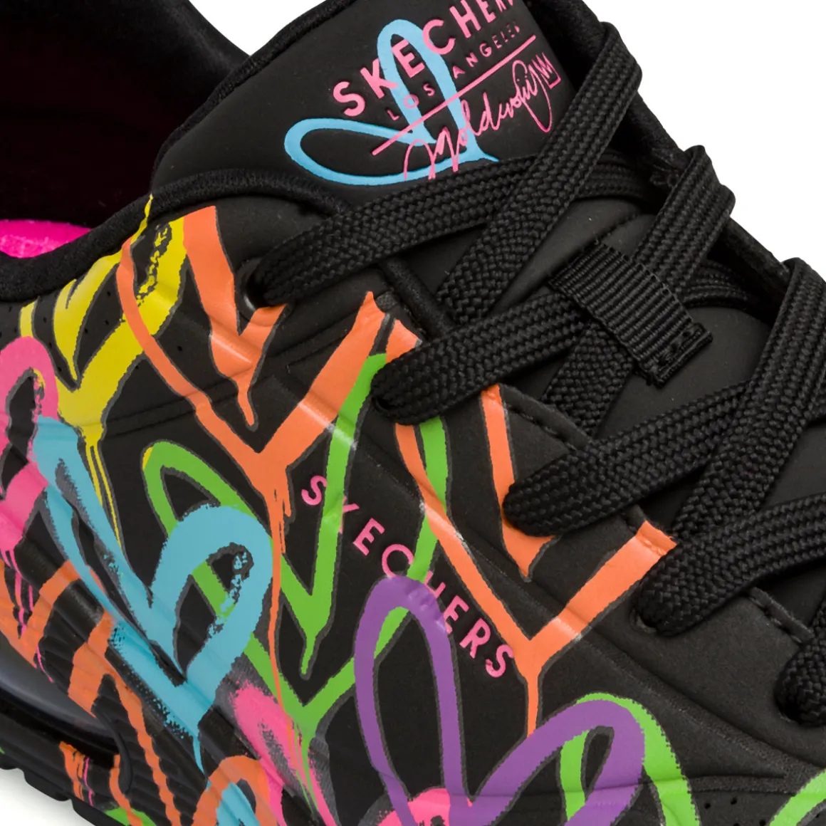 Sneakers nere da Donna con stampa cuori multicolore in memory foam Skechers Uno