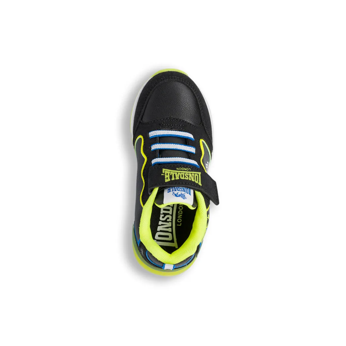 Sneakers nere e gialle da bambino con luci Lonsdale