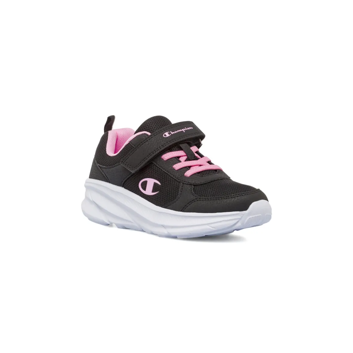 Sneakers nere e rosa da bambina con chisura a strappo Champion