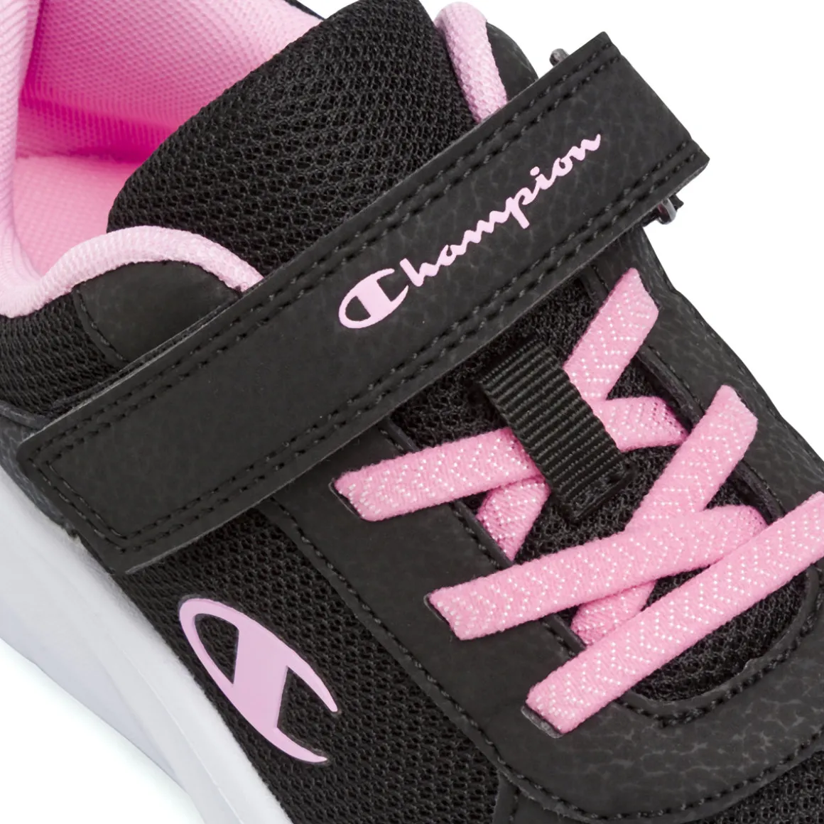 Sneakers nere e rosa da bambina con chisura a strappo Champion