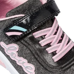 Sneakers nero da ragazza 10 Baci con luci e dettagli rosa e azzurro