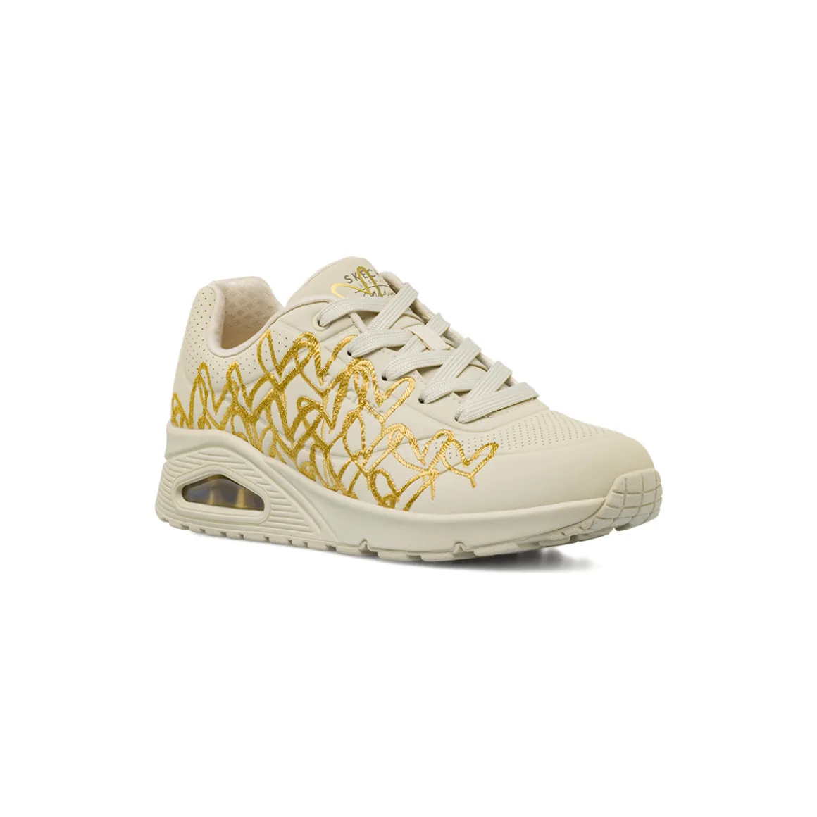 Sneakers nude da Donna con dettagli oro Skechers UNO