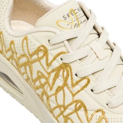 Sneakers nude da Donna con dettagli oro Skechers UNO