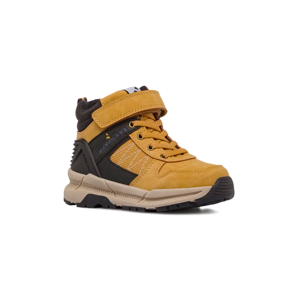 Sneakers ocra da Bambino con lacci elastici e strappo Navigare
