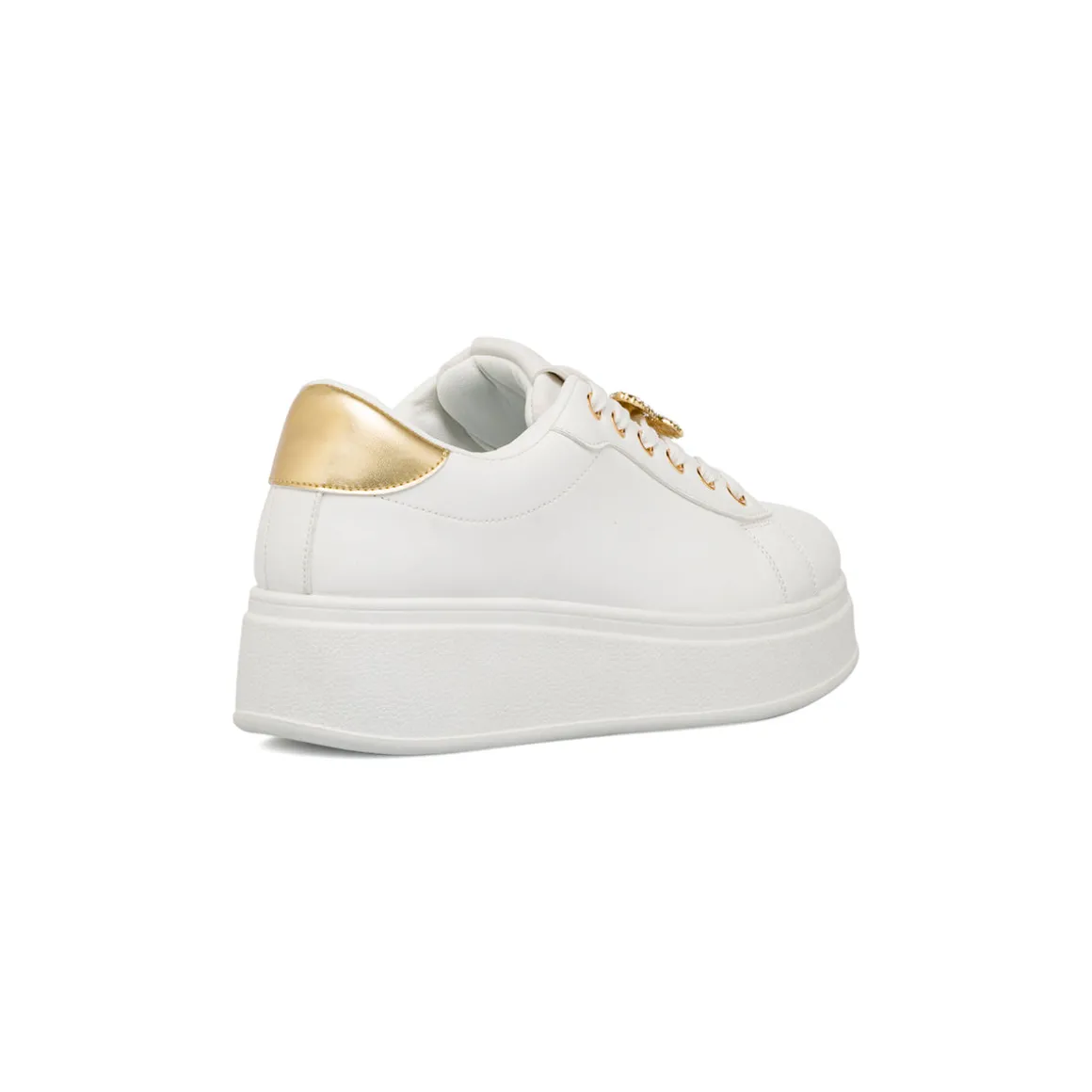 Sneakers platform bianche da Donna con farfalla gioiello Lora Ferres