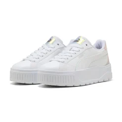 Sneakers platform bianche da ragazza con dettaglio effetto iridescente Puma Karmen II Holo 2.0