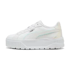 Sneakers platform bianche da ragazza con dettaglio effetto iridescente Puma Karmen II Holo 2.0