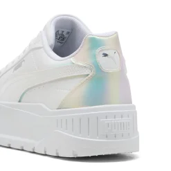 Sneakers platform bianche da ragazza con dettaglio effetto iridescente Puma Karmen II Holo 2.0