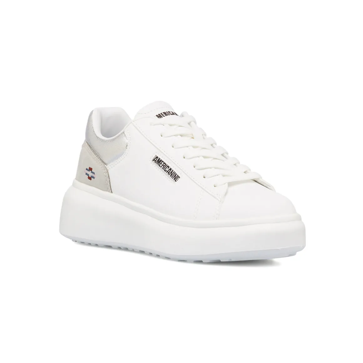 Sneakers platform bianche da donna con dettaglio argento Americanino