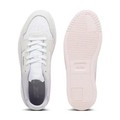 Sneakers platform casual da donna bianche con dettagli rosa e logo Puma Carina Street