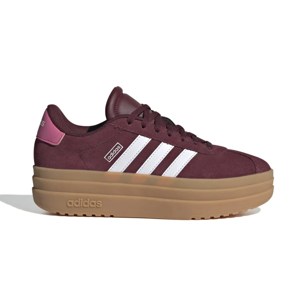 Sneakers platform casual rosso bordeaux da ragazza adidas VL Court Bold