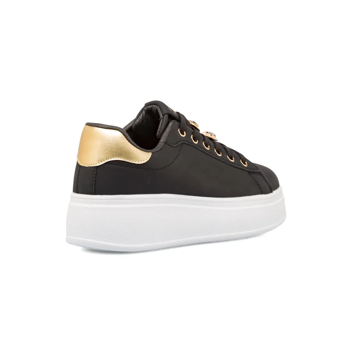 Sneakers platform nere da Donna con farfalla gioiello Lora Ferres