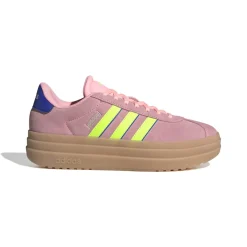 Sneakers platform rosa da donna con dettagli giallo fluo e blu adidas VL Court Bold