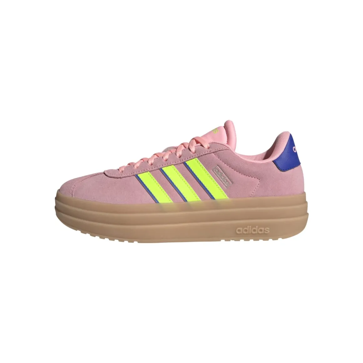 Sneakers platform rosa da donna con dettagli giallo fluo e blu adidas VL Court Bold