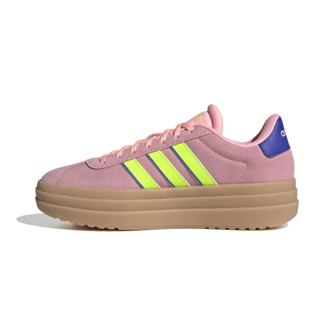 Sneakers platform rosa da donna con dettagli giallo fluo e blu adidas VL Court Bold