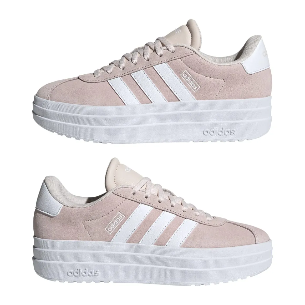 Sneakers platform rosa da donna in pelle adidas VL Court Bold