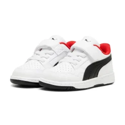 Sneakers primi passi bambino e bambina bianche nere e rosse Puma Reb-L
