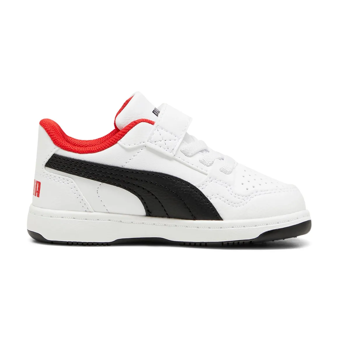 Sneakers primi passi bambino e bambina bianche nere e rosse Puma Reb-L