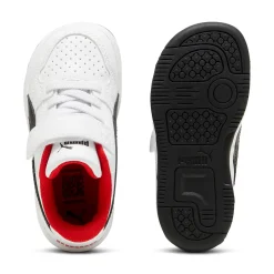 Sneakers primi passi bambino e bambina bianche nere e rosse Puma Reb-L