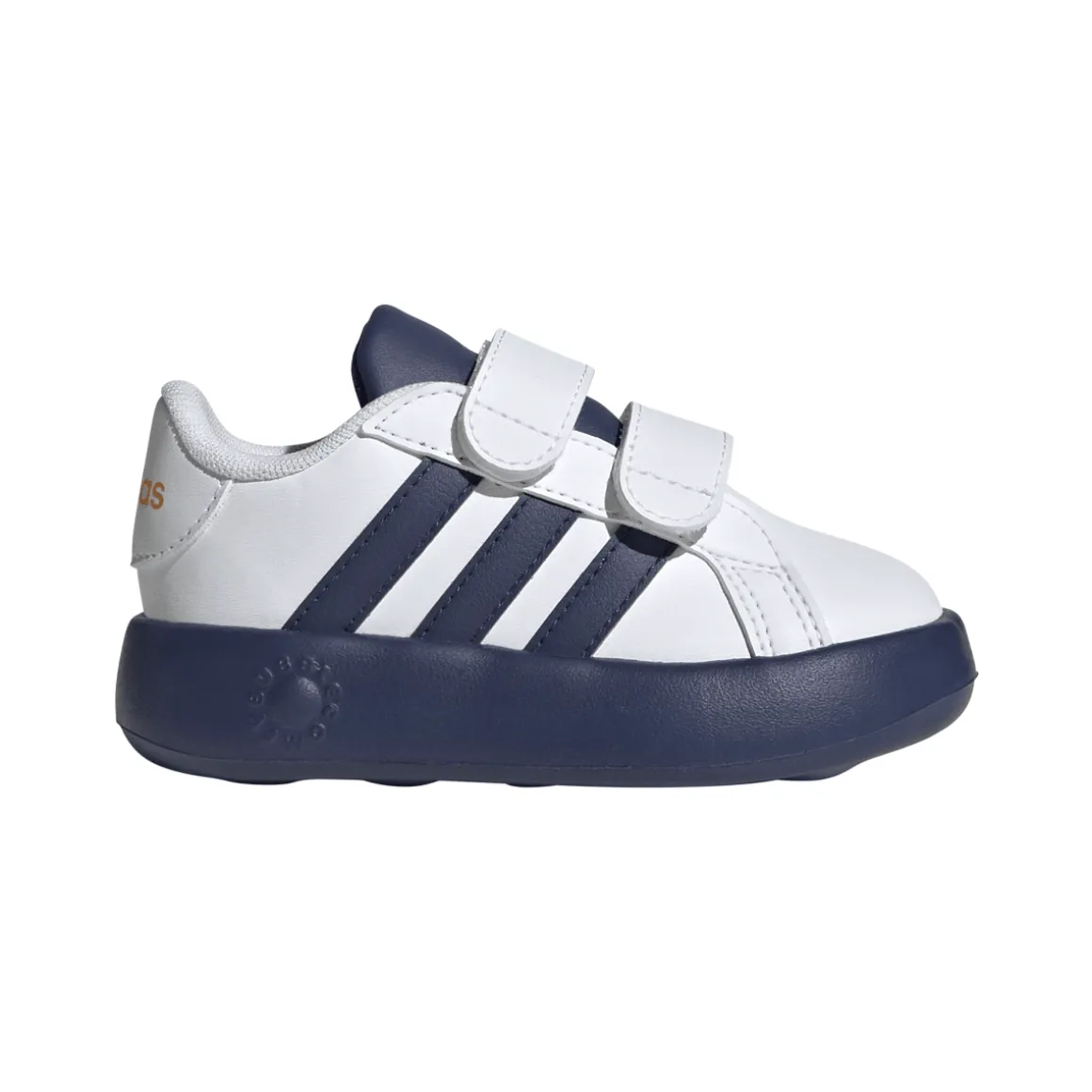 Sneakers primi passi bambino bianche e blu con doppio strappo adidas Grand Court 2.0