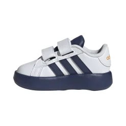 Sneakers primi passi bambino bianche e blu con doppio strappo adidas Grand Court 2.0