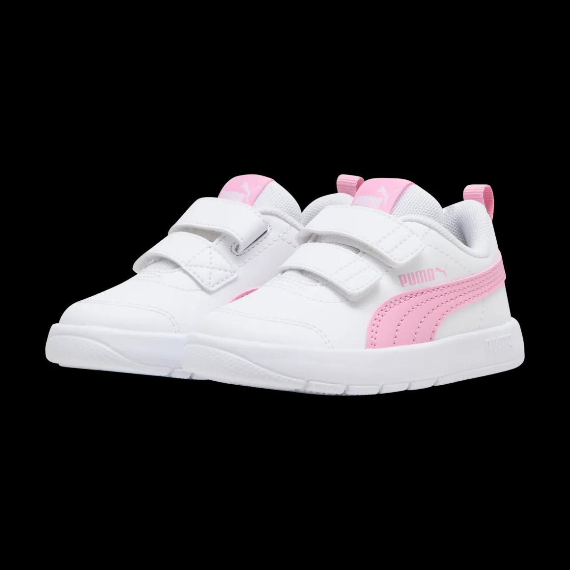 Sneakers primi passi bambina bianche con dettagli rosa Puma Courtflex v3