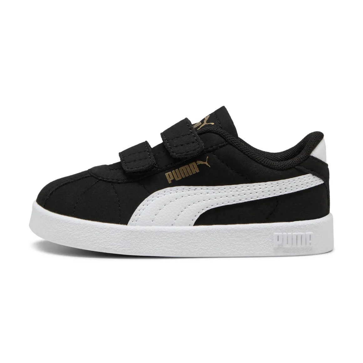 Sneakers primi passi bambina e bambino nere effetto scamosciato con strappo Puma Club II V