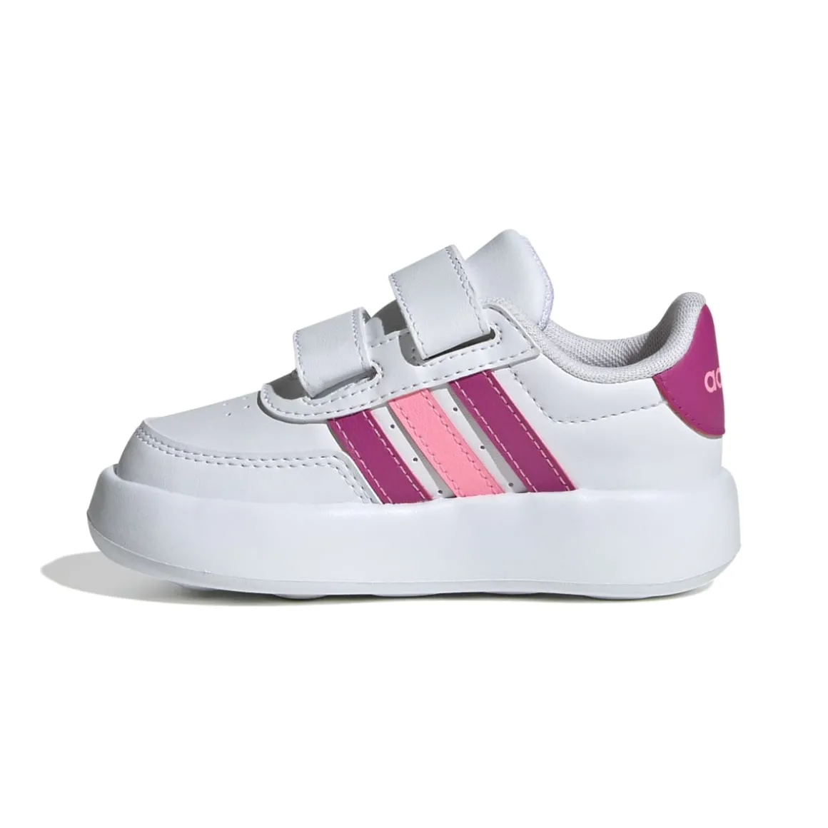 Sneakers primi passi bianche da bambina con strisce rosa e fucsia adidas Breaknet 2.0 CF I