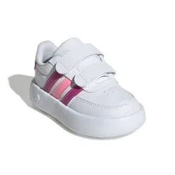 Sneakers primi passi bianche da bambina con strisce rosa e fucsia adidas Breaknet 2.0 CF I