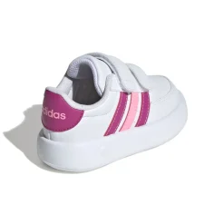 Sneakers primi passi bianche da bambina con strisce rosa e fucsia adidas Breaknet 2.0 CF I