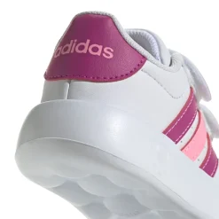 Sneakers primi passi bianche da bambina con strisce rosa e fucsia adidas Breaknet 2.0 CF I